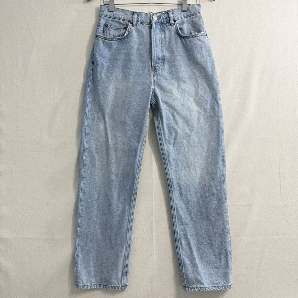Reformation Jeans Womens 27 Light Wash High Rise Straight Leg Button Fly Denim